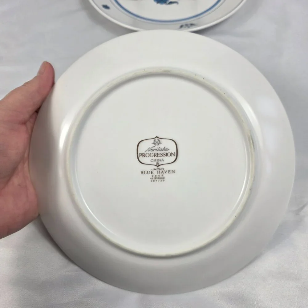 TWO Noritake Blue Haven Salad Plates Blue Flowers & Bands